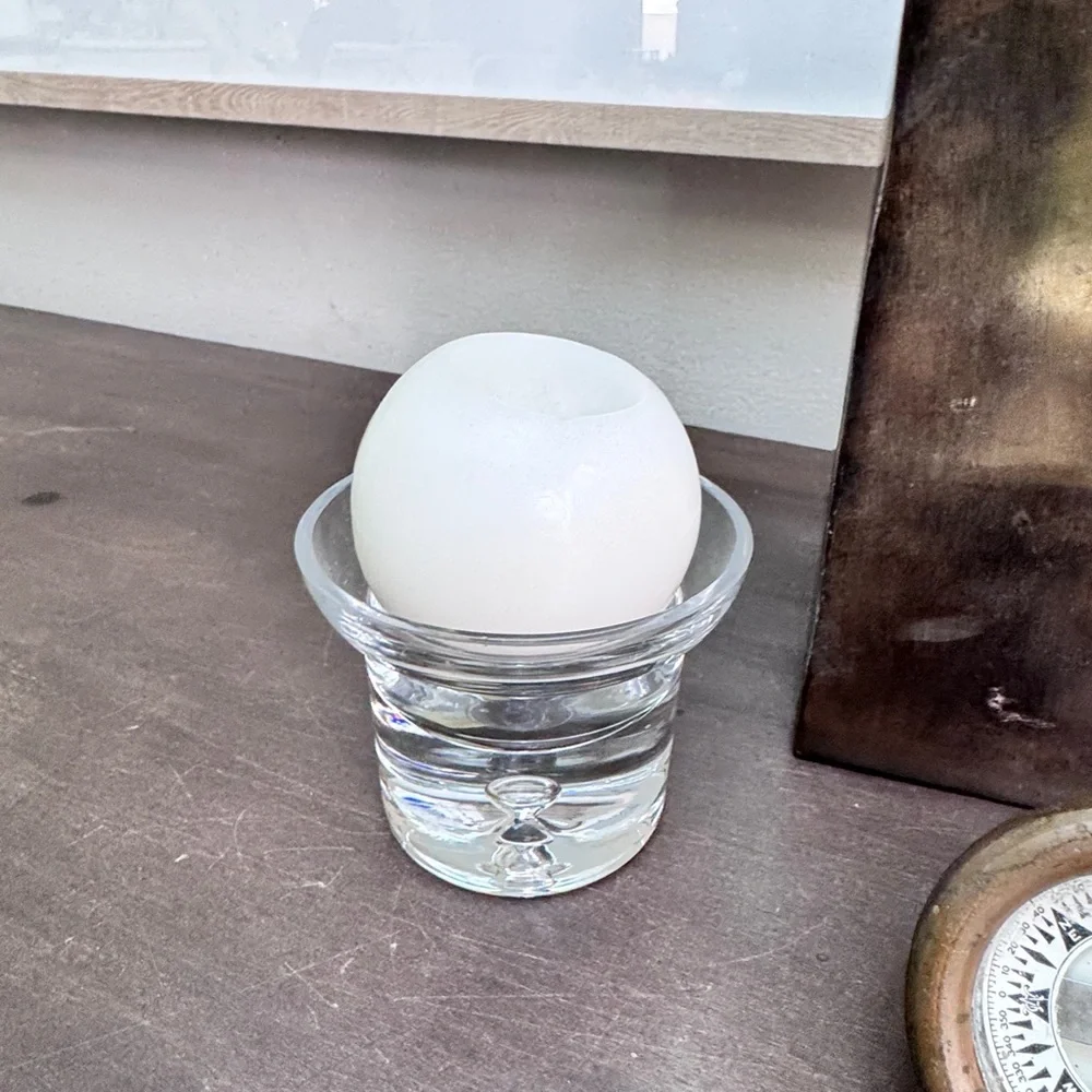 Crate & Barrell “Direction” Candle Holder w White Sphere Candle. 2 available!